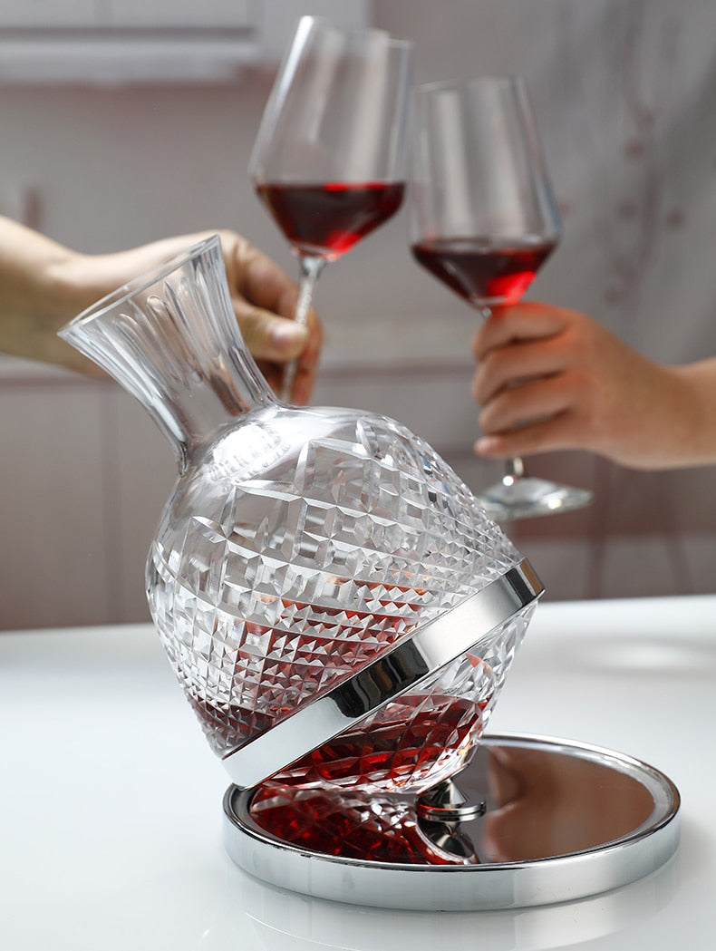 Elegant Crystal Spinning Glass Wine Decanter - Image 5
