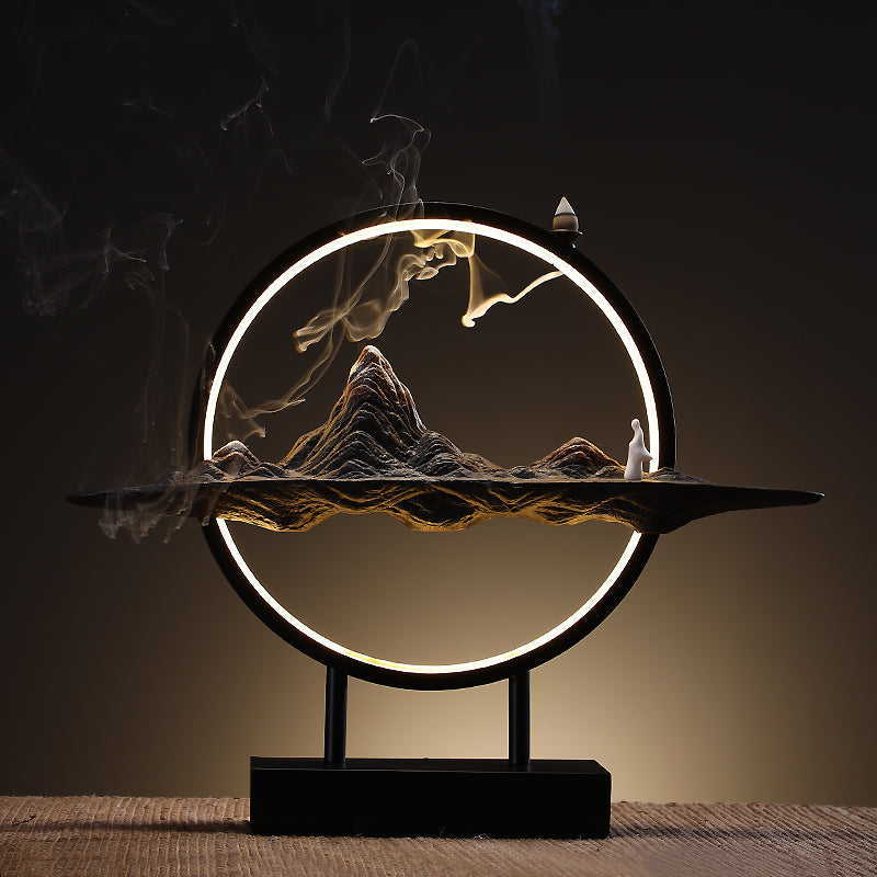 Lotus Buddha Ceramic Waterfall Incense Burner Lamp - Image 3