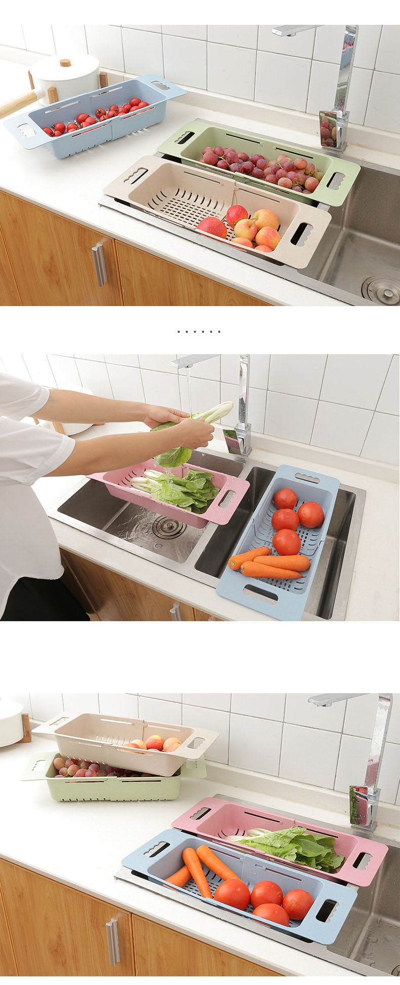 Adjustable Telescopic Fruit Sink Basket - Image 4