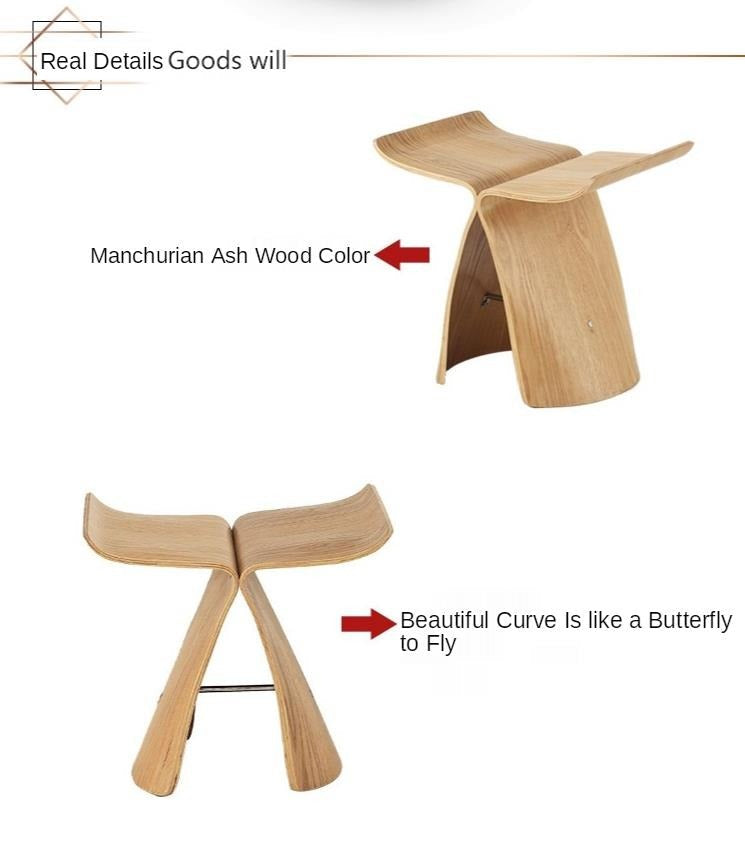 Walnut High Quality Butterfly Stool - Image 3