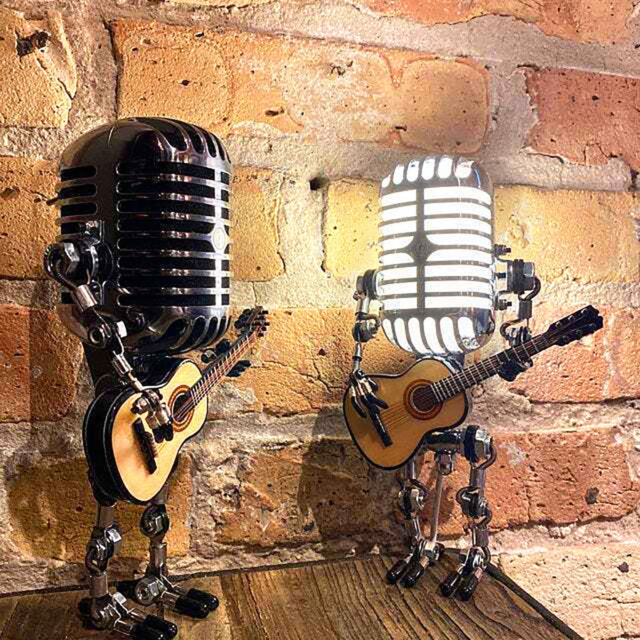 Vintage Guitar Playing Microphone Robot Lamp - Image 0