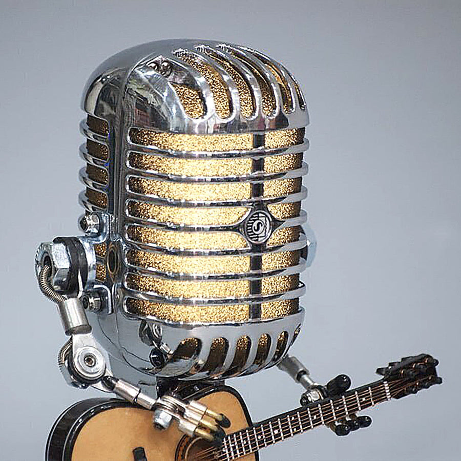 Vintage Guitar Playing Microphone Robot Lamp - Image 3