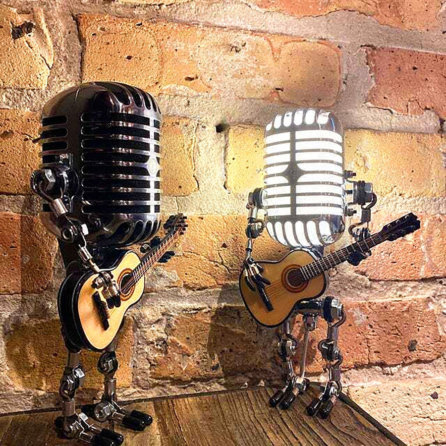 Vintage Guitar Playing Microphone Robot Lamp - Image 1