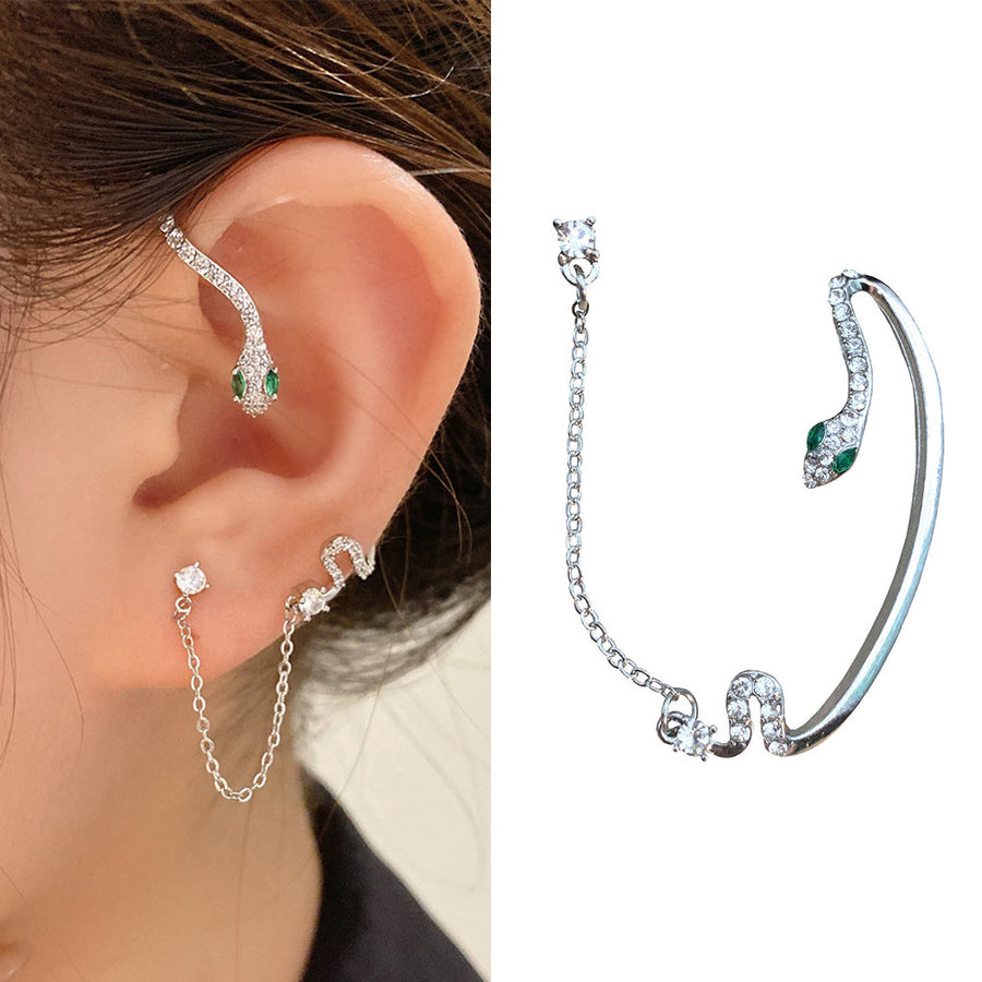 Ear Clip Dangle Snake Hoop Earrings - Image 1