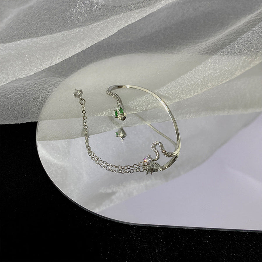 Ear Clip Dangle Snake Hoop Earrings - Image 3