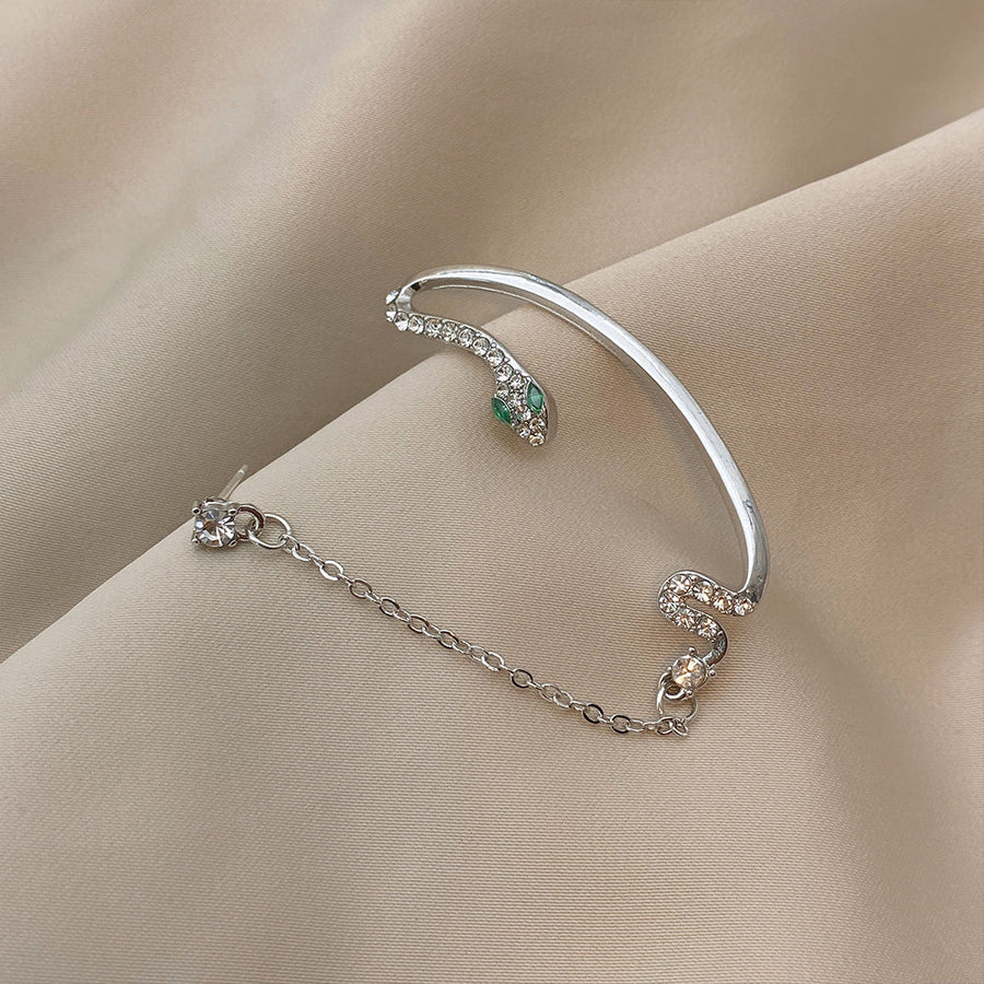 Ear Clip Dangle Snake Hoop Earrings - Image 4