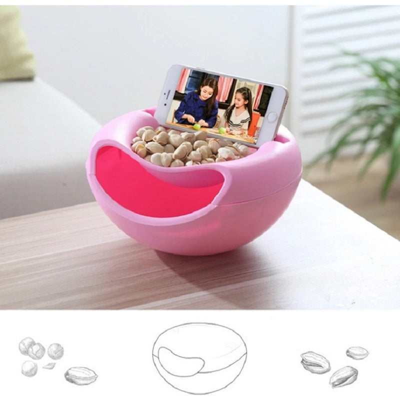 Multifunctional Double Layer Dish with Phone Holder