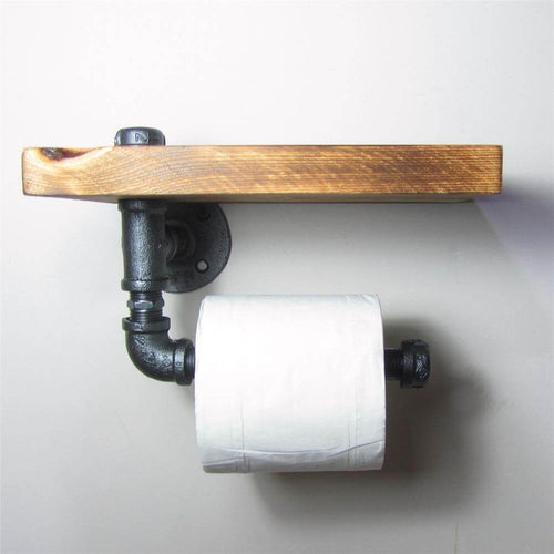 Wooden Urban Industrial Wall Mount Holder  with Roller - Image 0