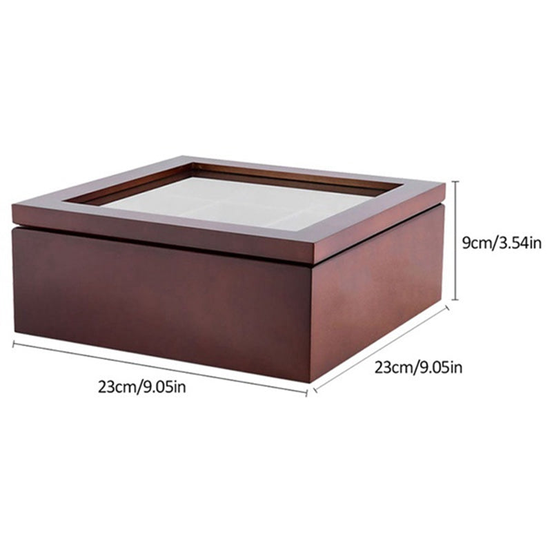 Large Grid Caddy Wood Tea Storage box - Image 3