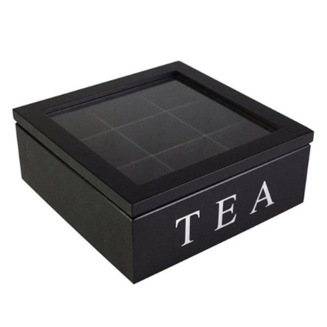 Large Grid Caddy Wood Tea Storage box - Image 4