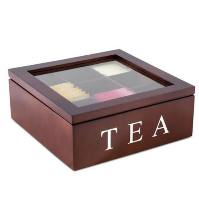 Large Grid Caddy Wood Tea Storage box