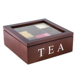 Large Grid Caddy Wood Tea Storage box