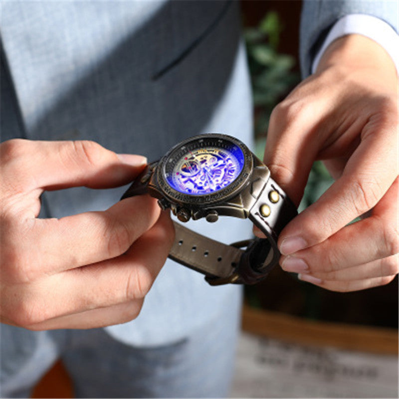 Steampunk Mechanical Retro Leather Men Watches - Image 2