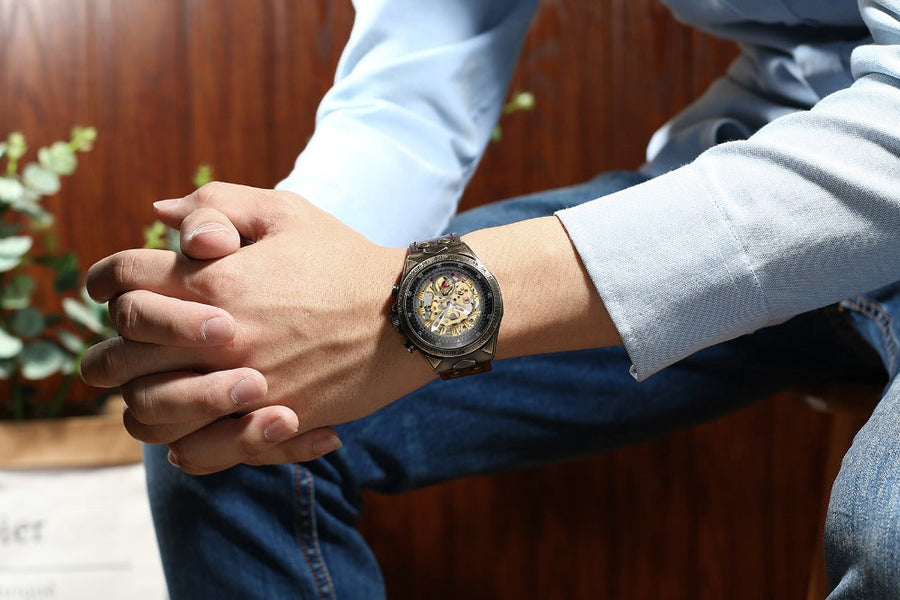 Steampunk Mechanical Retro Leather Men Watches - Image 3