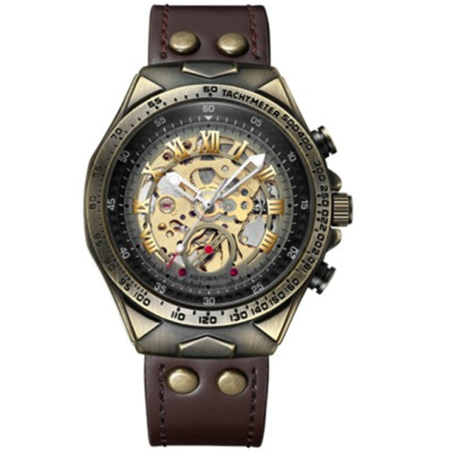 Steampunk Mechanical Retro Leather Men Watches