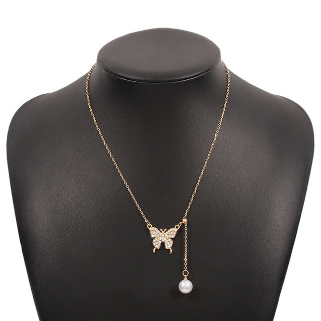 Butterfly Pendant Zircon Necklace