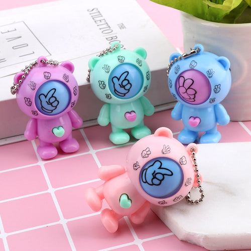 Rock Paper Scissors Bear Toy Keychain - Image 0