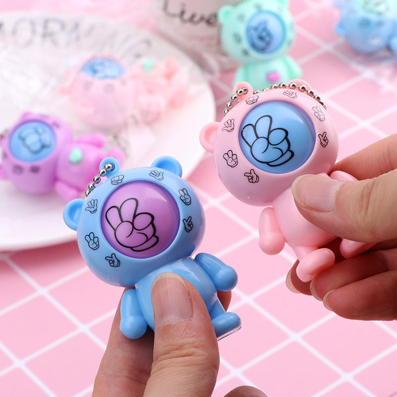 Rock Paper Scissors Bear Toy Keychain - Image 1