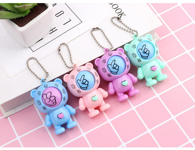 Rock Paper Scissors Bear Toy Keychain - Image 2