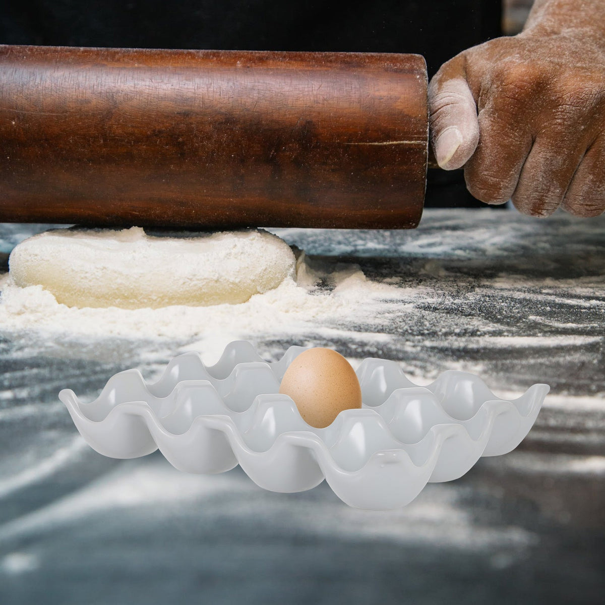 Creative 6 Grids White Ceramic Egg Tray