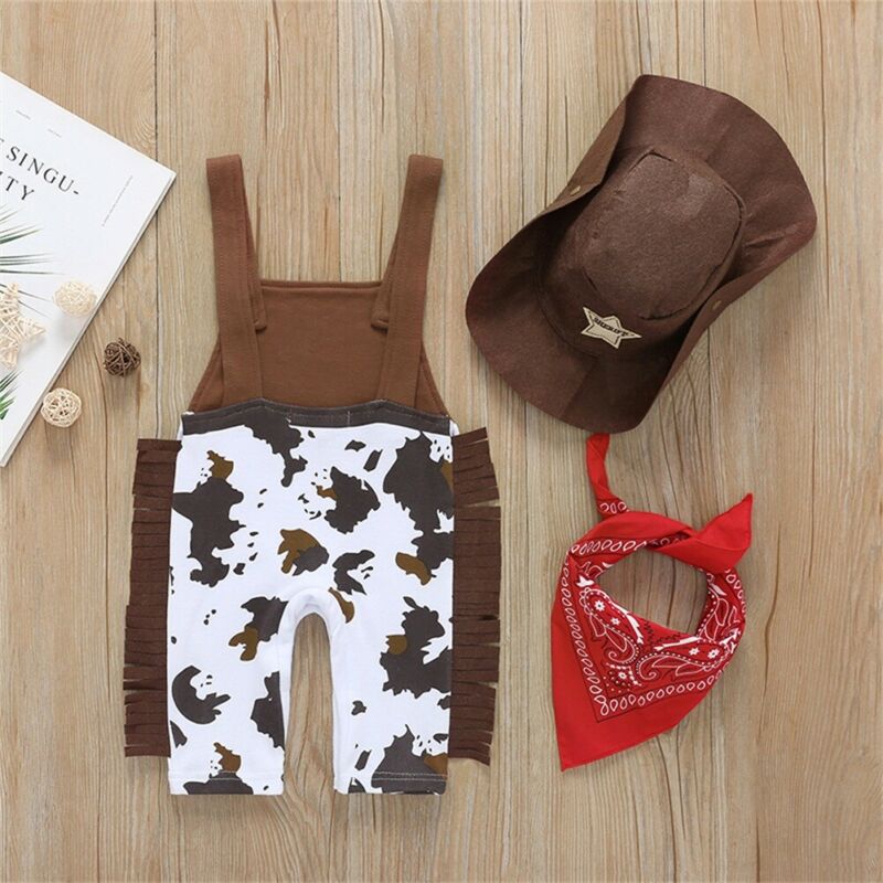 Baby Cowboy Hat+Bodysuit+Scarf Outfit Suit - Image 7