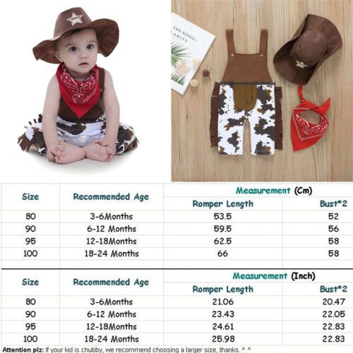 Baby Cowboy Hat+Bodysuit+Scarf Outfit Suit - Image 2