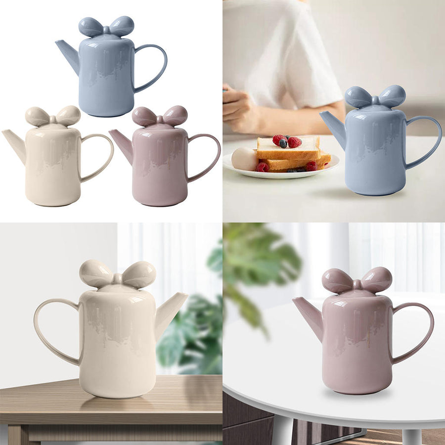 Bow Knot Design Porcelain Tea Pot - Image 1