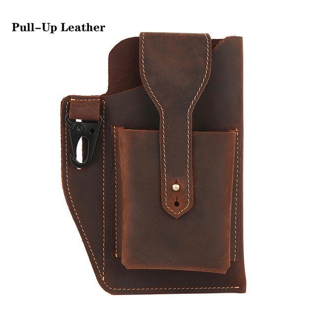 Retro Leather Multifunctional Phone Holder Waist Bag - Image 5