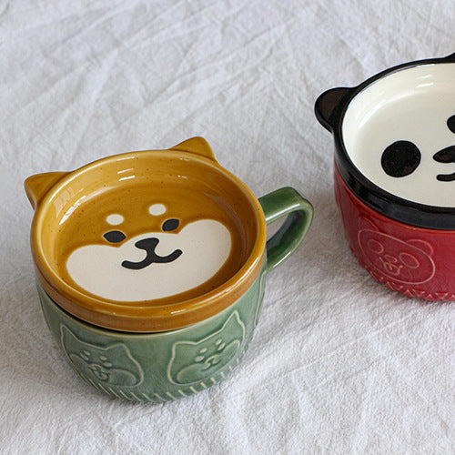 Japanese Ceramic Cat Breakfast Mug with Lid - Image 11