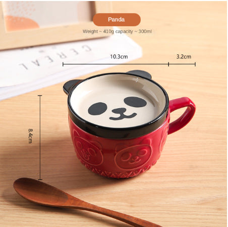 Japanese Ceramic Cat Breakfast Mug with Lid - Image 9