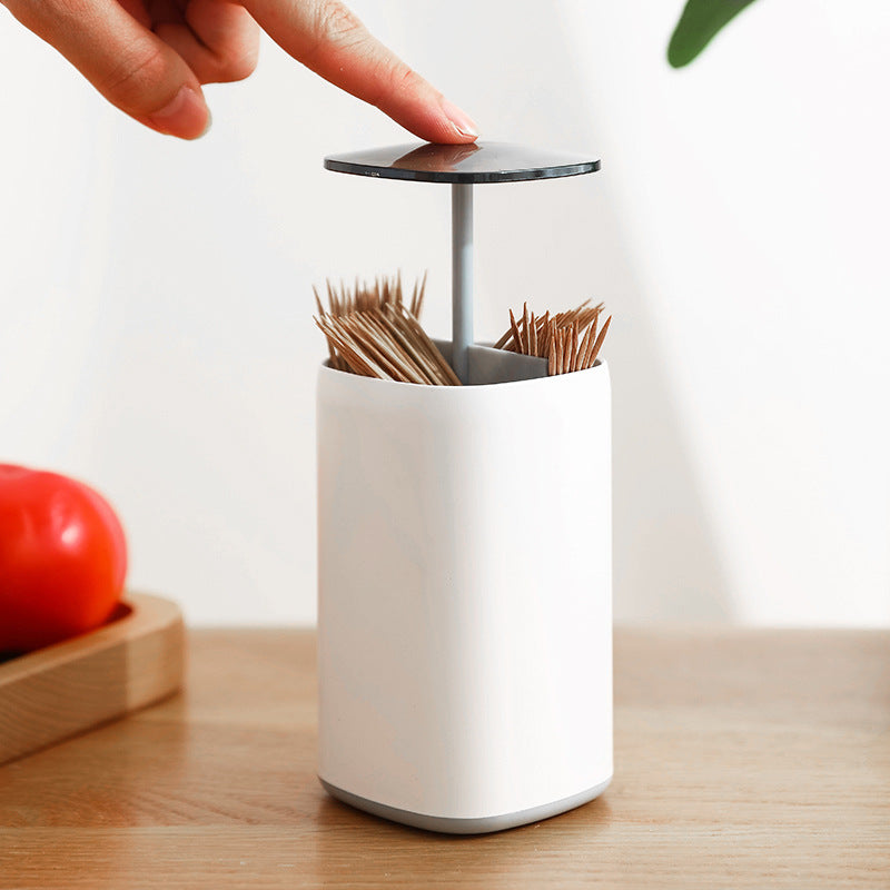 Elegant Pop-Up Toothpick Cotton Swab Storage Dispenser - Image 0