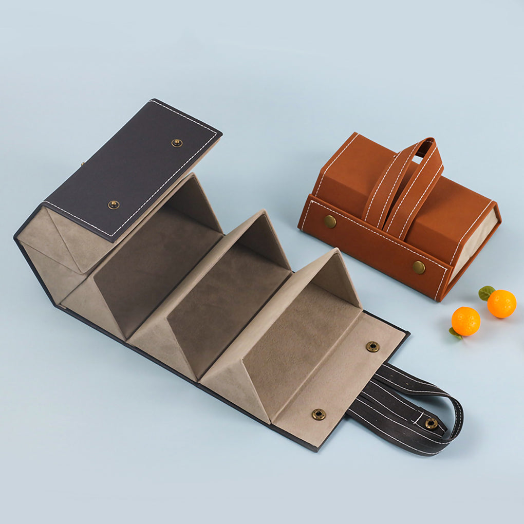 Folding Leather Travel Eyeglasses Organizer