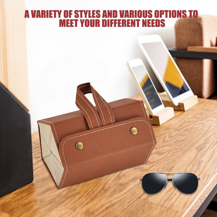 Folding Leather Travel Eyeglasses Organizer - Image 2