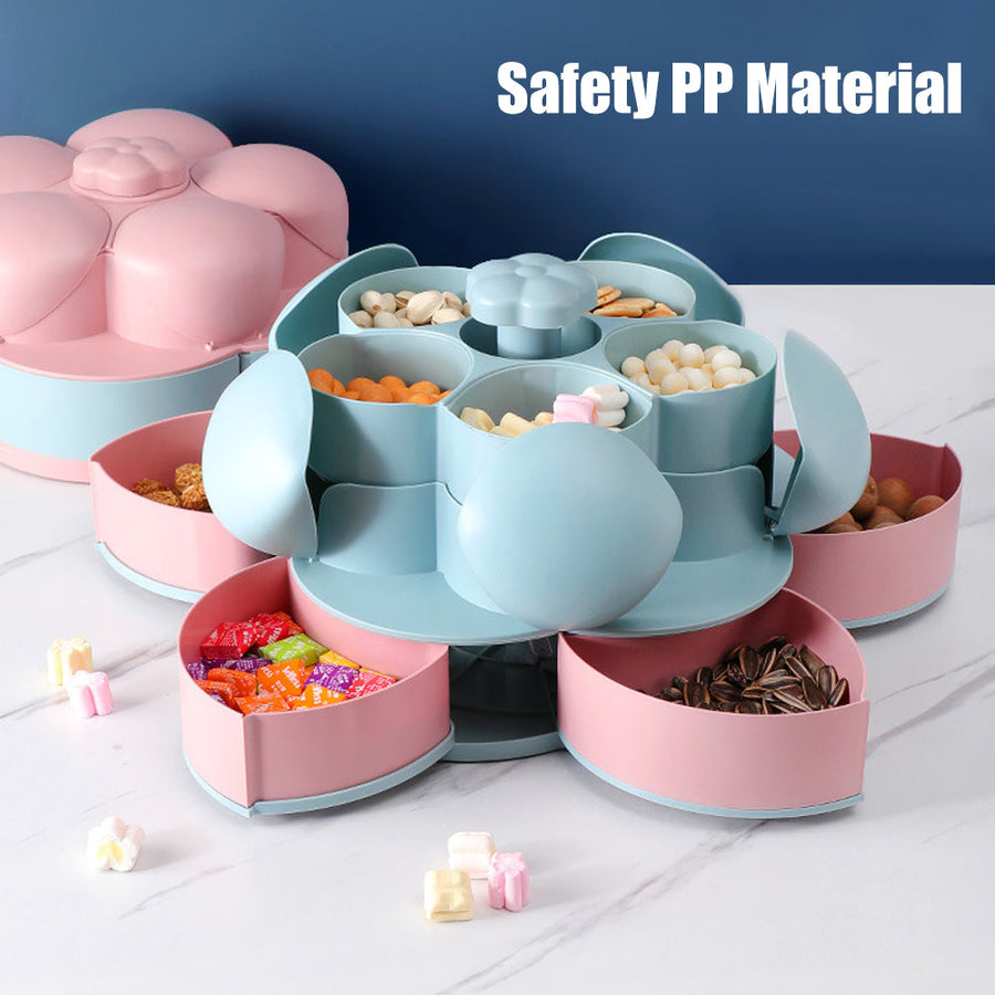 Two-Layer Rotating Flower Candy Snack Box - Image 1