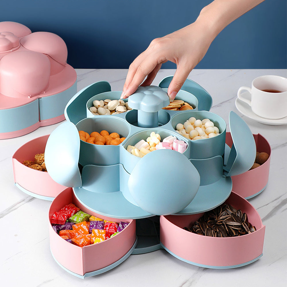 Two-Layer Rotating Flower Candy Snack Box