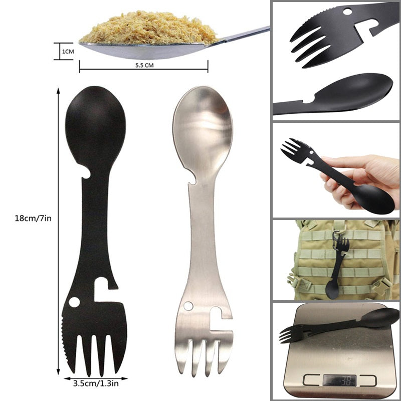 Stainless Steel Multifunctional Bottle Opener Spork - Image 3