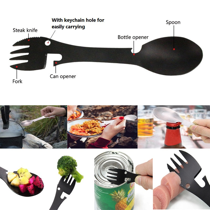 Stainless Steel Multifunctional Bottle Opener Spork - Image 2