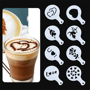 8Pcs Coffee Cake Decoration Stencil Molds - Image 0