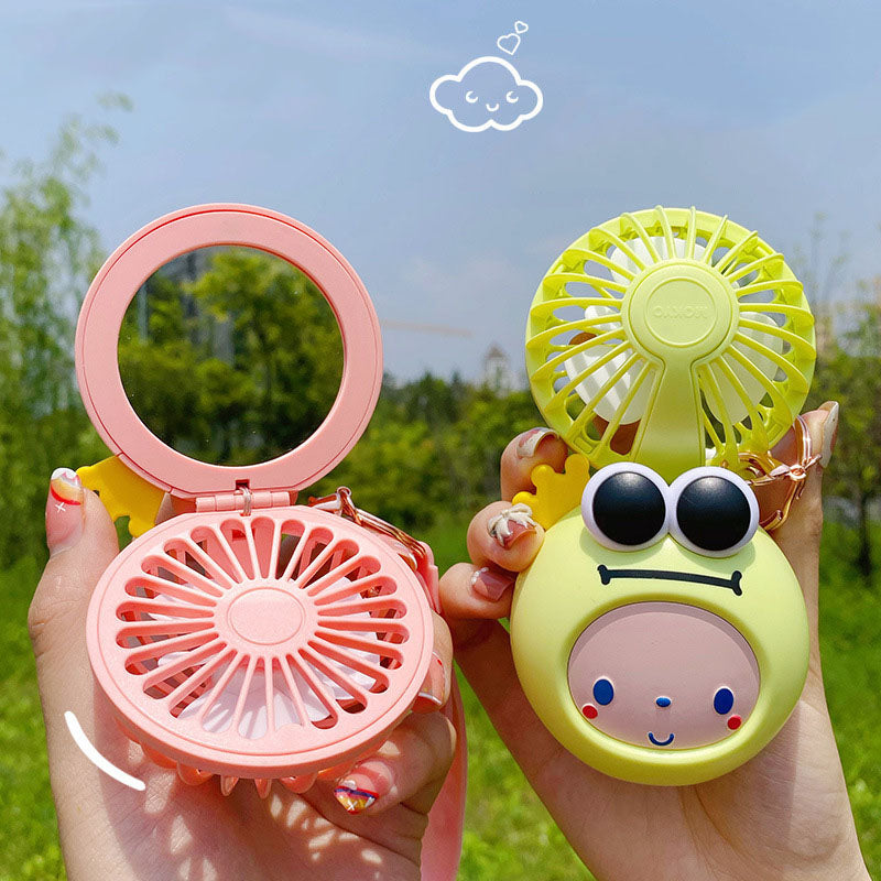 Cartoon USB Charging Fan Makeup Mirror - Image 0