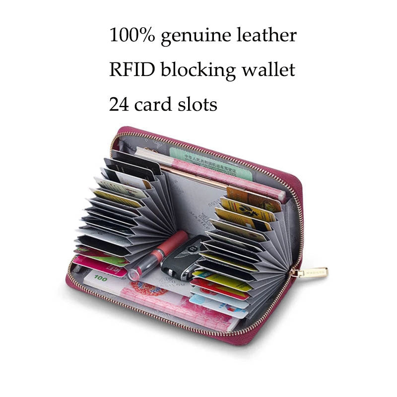 RFID Blocking Large Leather Women Wallet