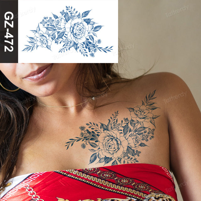 Blooming Flower Orchid Semi-Permanent Temporary Tattoo - Image 28
