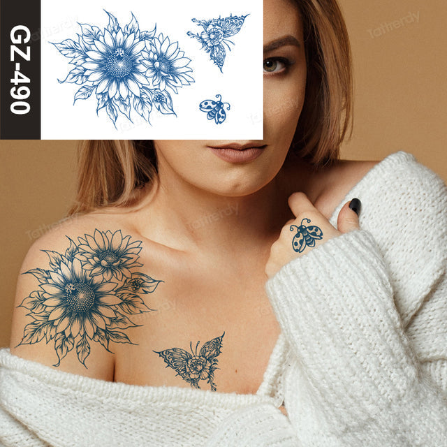 Blooming Flower Orchid Semi-Permanent Temporary Tattoo - Image 26