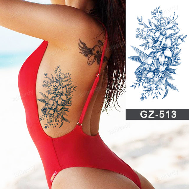 Blooming Flower Orchid Semi-Permanent Temporary Tattoo