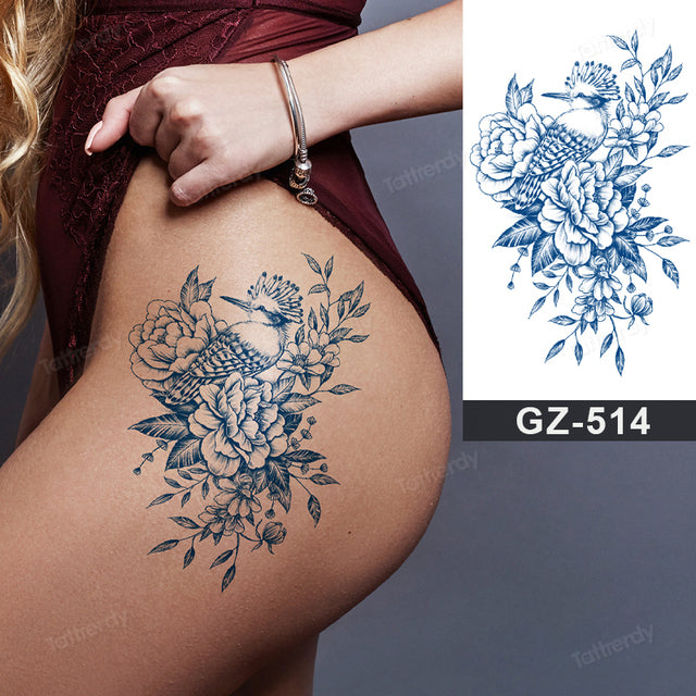 Blooming Flower Orchid Semi-Permanent Temporary Tattoo