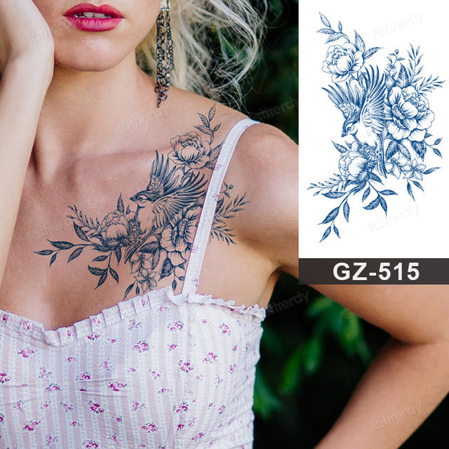 Blooming Flower Orchid Semi-Permanent Temporary Tattoo - Image 29