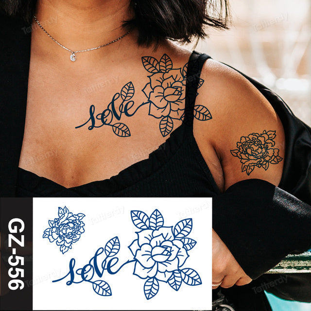 Blooming Flower Orchid Semi-Permanent Temporary Tattoo