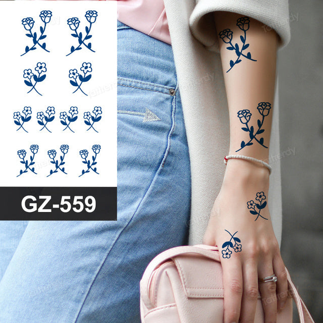 Blooming Flower Orchid Semi-Permanent Temporary Tattoo