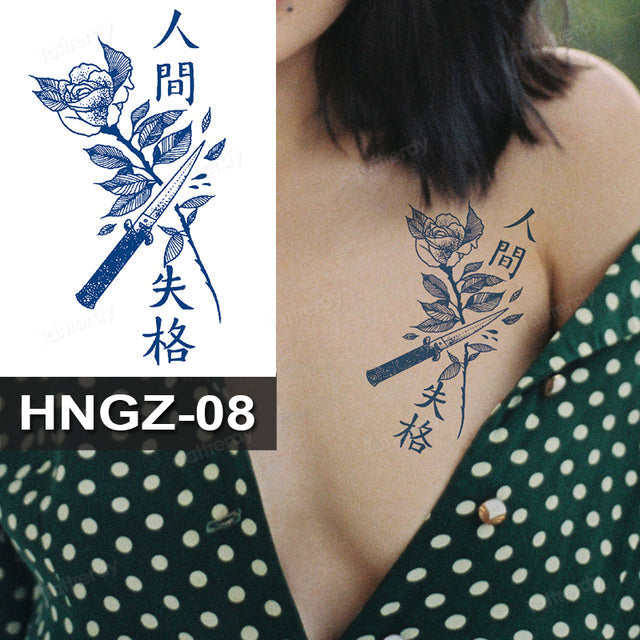 Butterfly Flower Lotus Semi-Permanent Temporary Tattoo