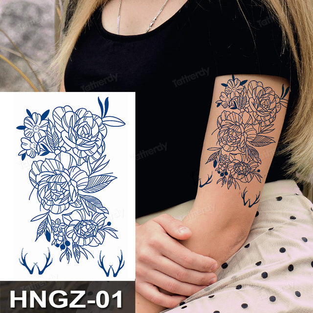 Butterfly Flower Lotus Semi-Permanent Temporary Tattoo - Image 11