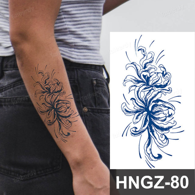 Butterfly Flower Lotus Semi-Permanent Temporary Tattoo